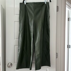 Maeve By Anthropologie Wide Leg Pant Faux Leather High Rise Pant Green Size 12